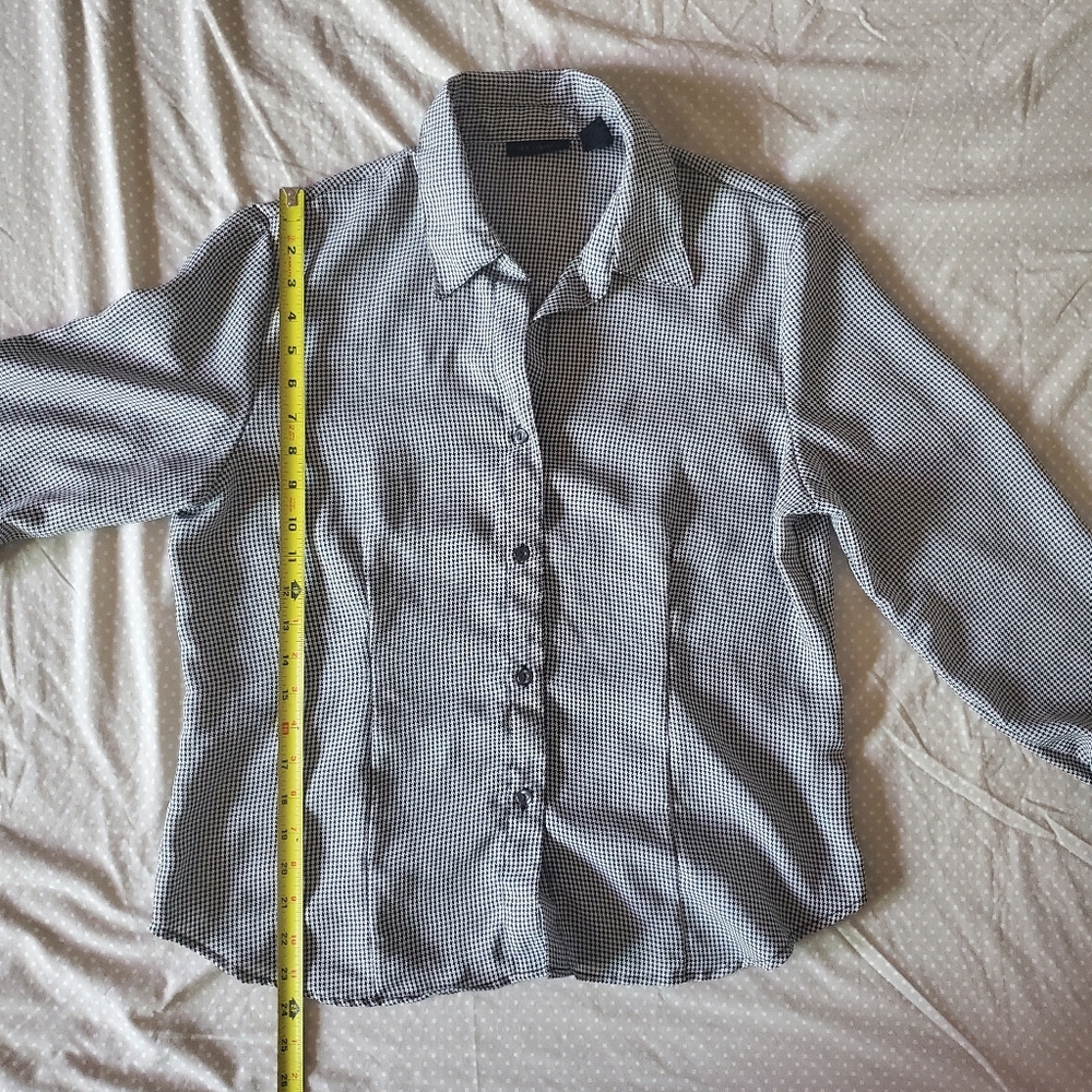 Y2K The Limited Women's Houndstooth Button Up Top Size XL Career Preppy Academia - Picture 11 of 12